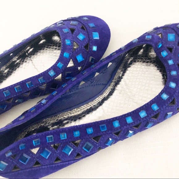Gianini Bini blue laser cut jeweled flats - Picture 7 of 11